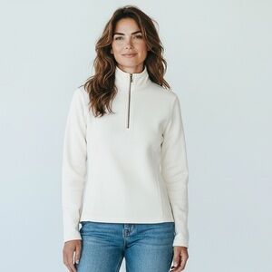 NWT Women's White Quarter-Zip Soft Sweater Pullover, Fleece, XSmall